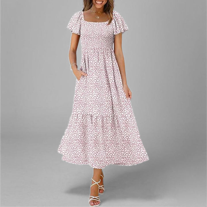 Damen Maxikleid mit schickem Quadrat-Ausschnitt und voluminösen Ärmeln Drune