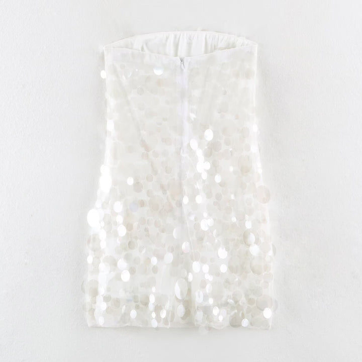Damen Paillettiertes trägerloses Minikleid mit geradem Oberteil Drune