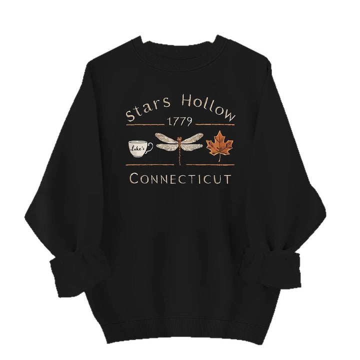 Damen Sweatshirt mit kreativem Stars Hollow Motiv Drune