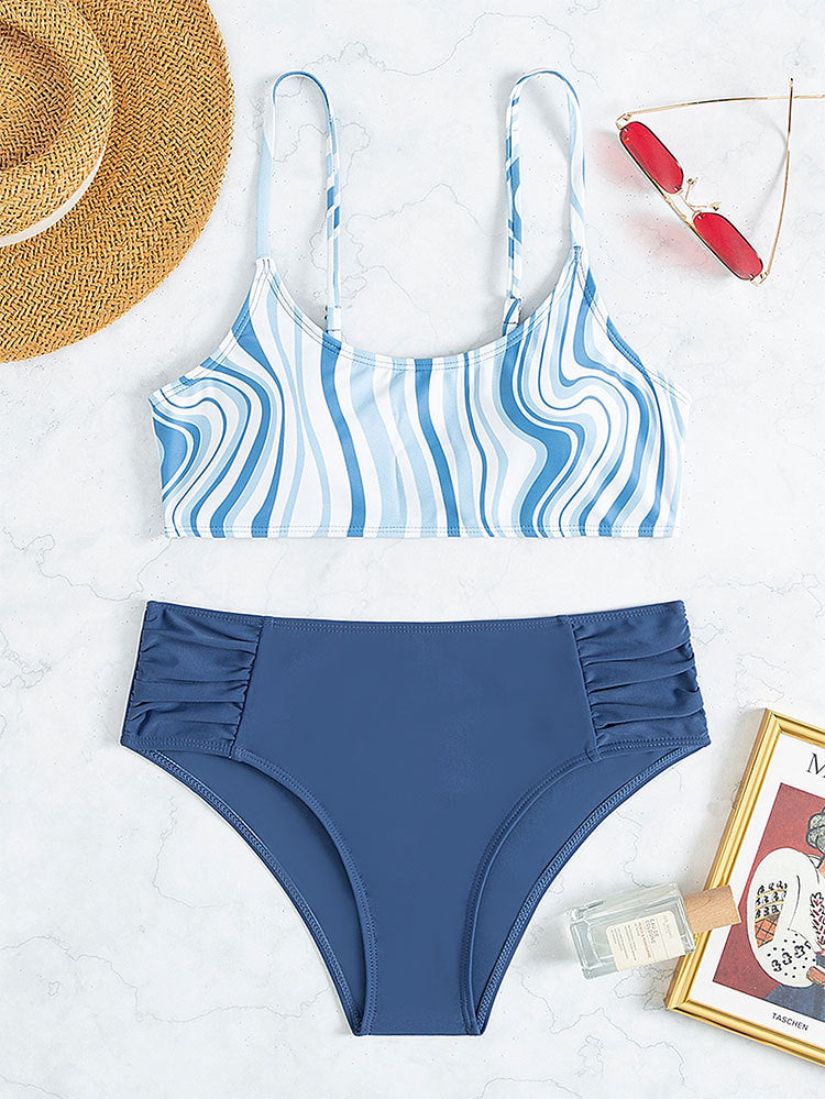 Damen Triangel-Bikini-Set mit modischem Wickeldetail und hochtailliertem Slip Drune