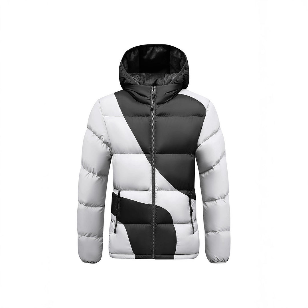 Herren Steppjacke mit kontrastreichen Paneelen, Kapuze und thermischer Synthetikfüllung Drune