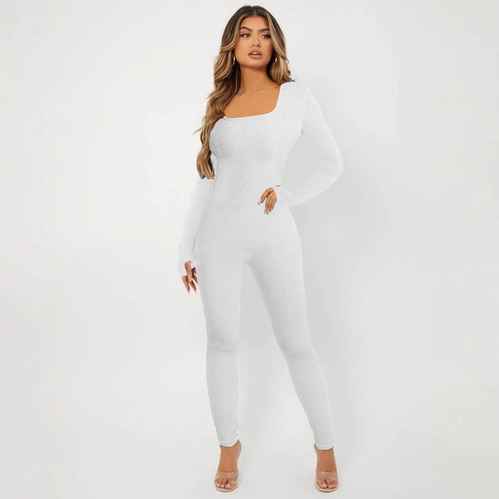 Damen Langarm Jumpsuit im eleganten Rippenmuster Drune