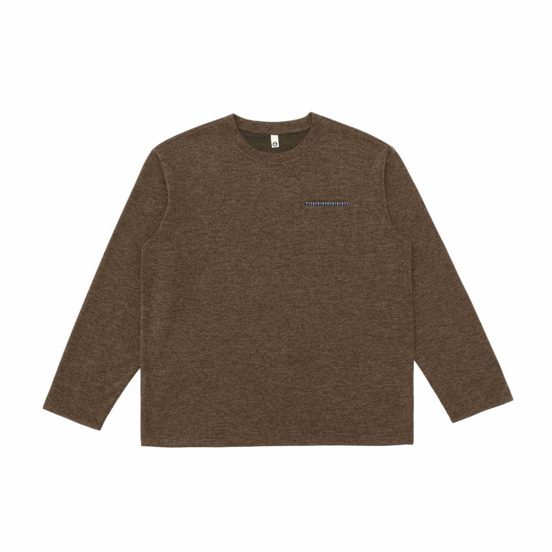 Unisex Oversize-Langarmshirt mit Rundhals und dekorativer Brustpaspel Drune