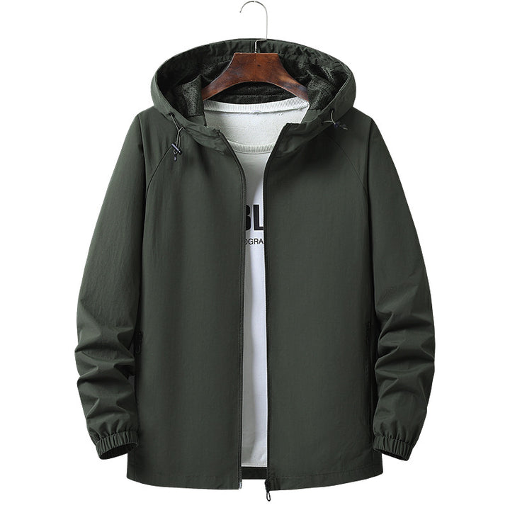 Herren Leichte Funktionsjacke mit verstellbarem Kapuzenkragen Drune