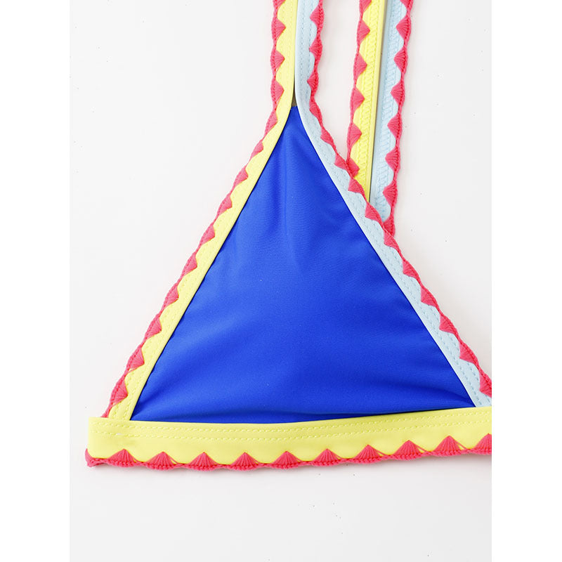 Damen Triangel-Bikinioberteil mit buntem Rüschenrand Drune