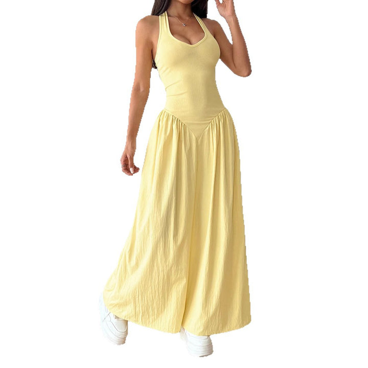Damen Maxidress mit U-Ausschnitt und fließendem Rock Drune