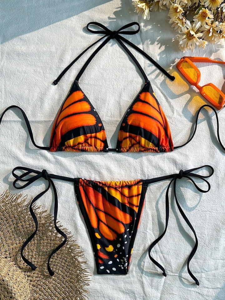 Damen Triangel-Bikini mit lebhaftem Schmetterlingsdesign Drune