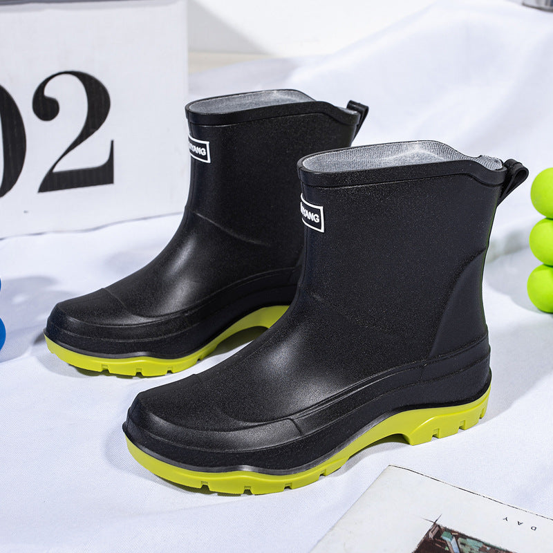 Herren Kurzschaftige Neongummierte Outdoor-Gummistiefelette mit stoßdämpfender Profilsohle Drune