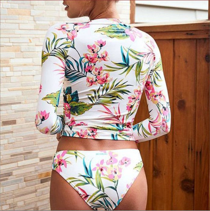 Damen UV-Schutz Badeanzug mit langen Ärmeln und floralem Druck Drune