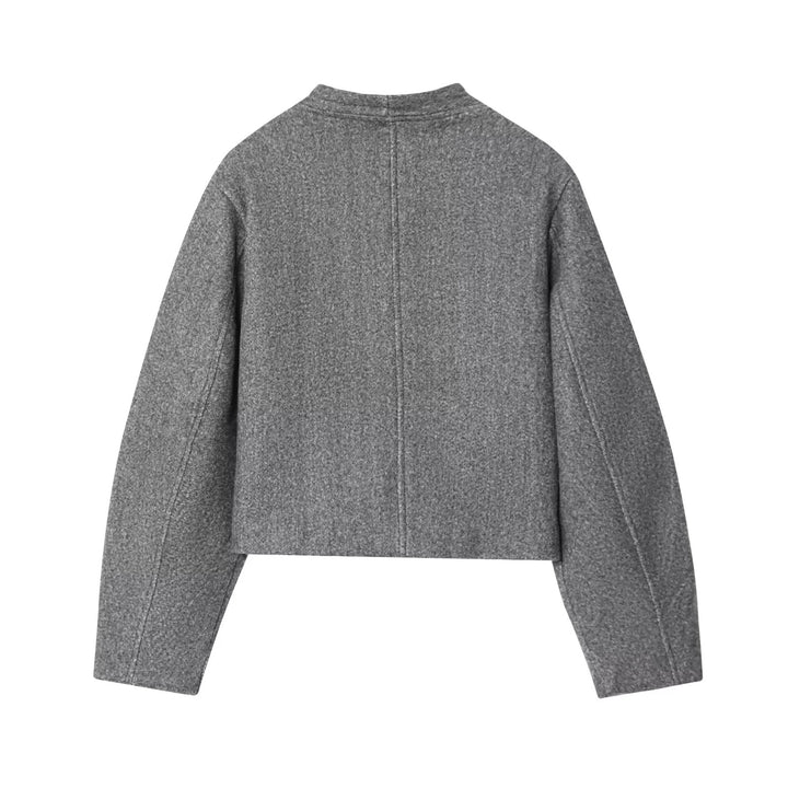Damen nan kastige Cropped-Wolljacke mit Stehkragen, durchgehender Metallknopfleiste und feinem Innenfutter Drune