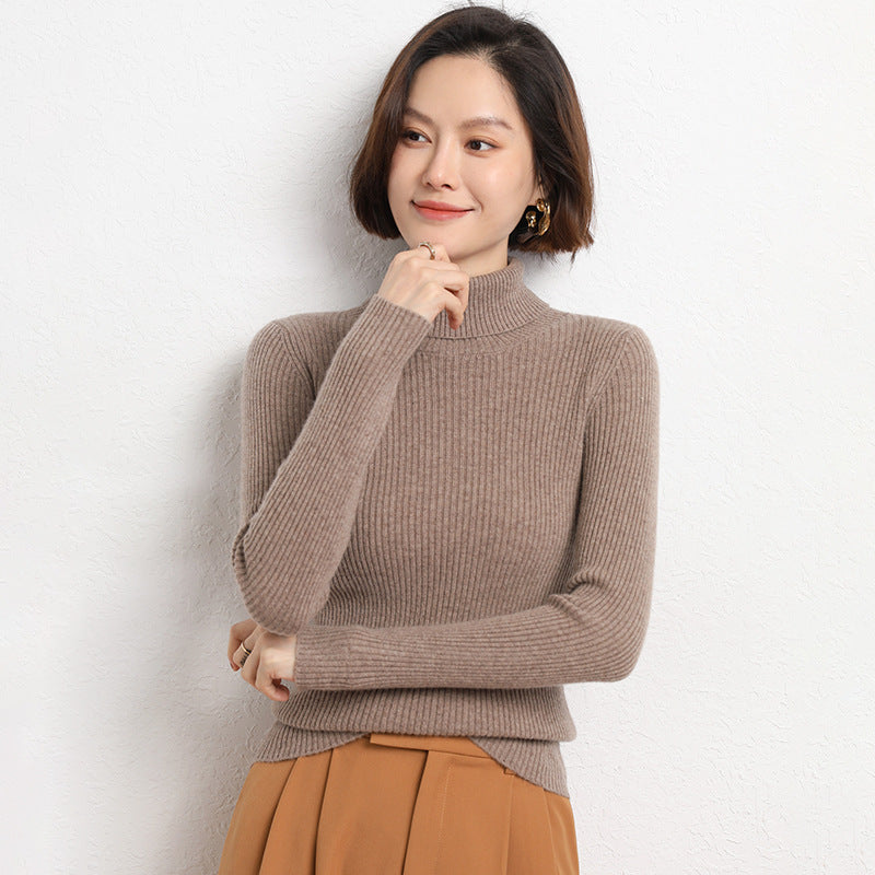 Damen Taillierter Feinstrick-Rollkragenpullover mit feiner Rippenstruktur und Kaschmir-Optik Drune