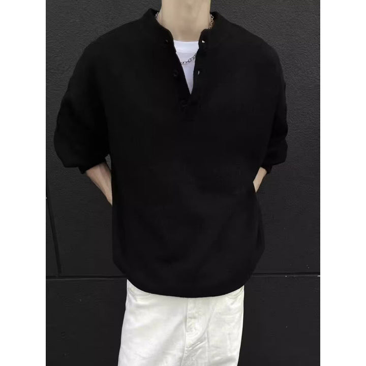 Herren Lässiger Strickpullover mit Knopfleiste Drune