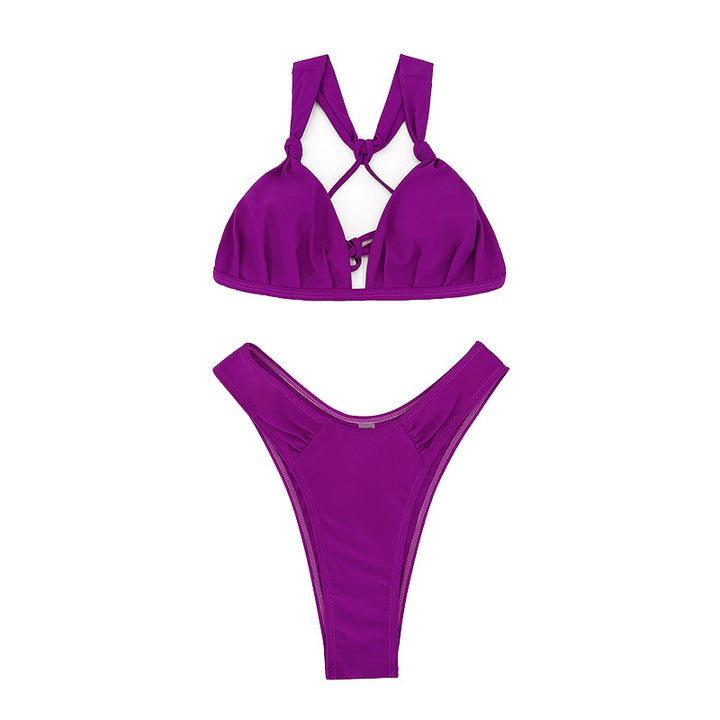 Damen Triangel-Bikini mit hohem Beinausschnitt und eleganten Knoten Drune