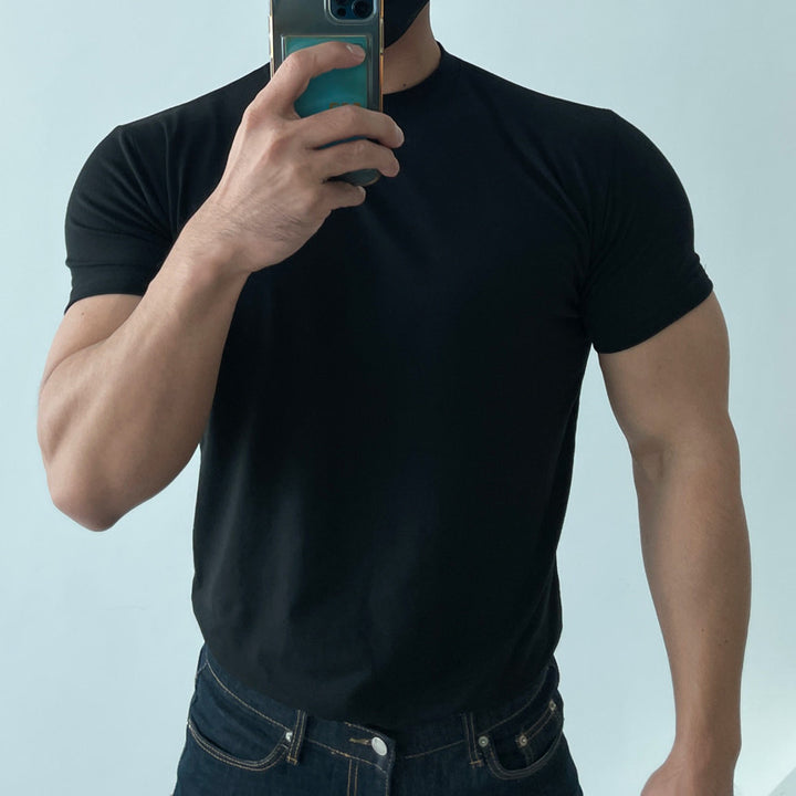 Herren körperbetontes T-Shirt aus reinem Baumwollmaterial Drune