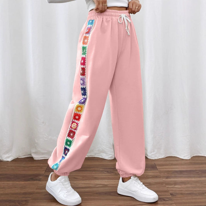 Damen Sportliche Freizeithose mit buntem Streifen Drune