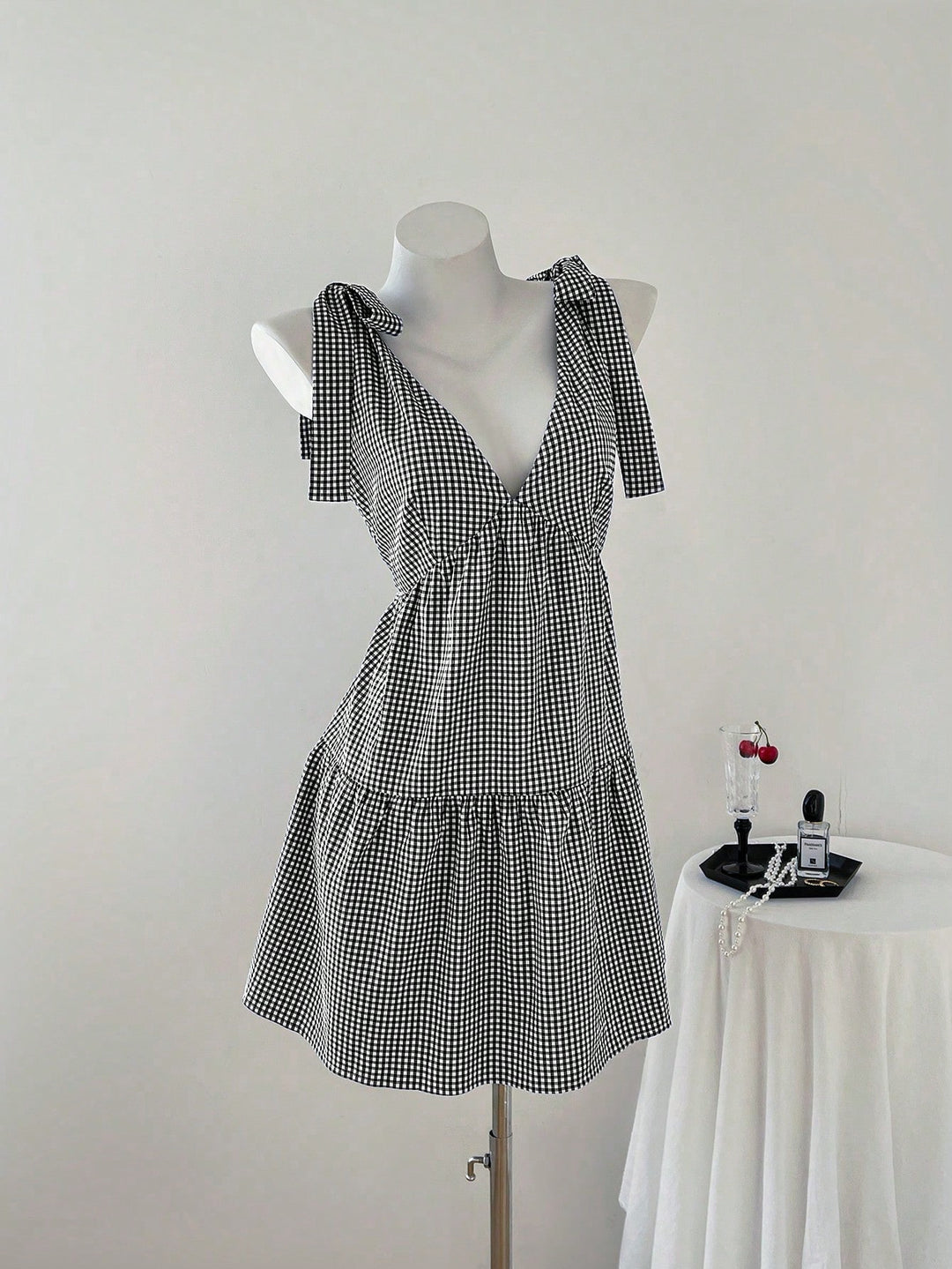 Damen Sommerkleid mit Rüschendetails und verstellbaren Trägern Drune