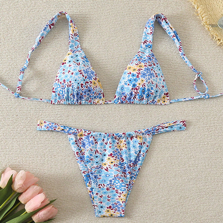 Damen Triangel-Bikini mit verstellbaren Trägern und floralem Design Drune