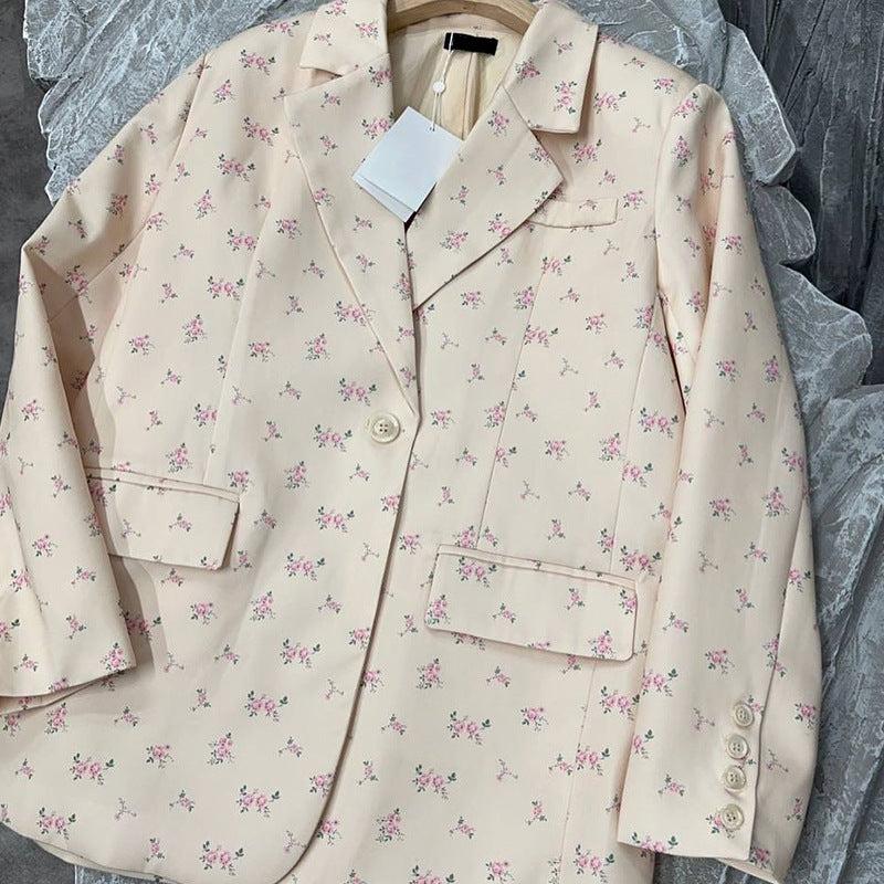 Damen eleganter Blazer-Kleid mit floralen Akzenten Drune