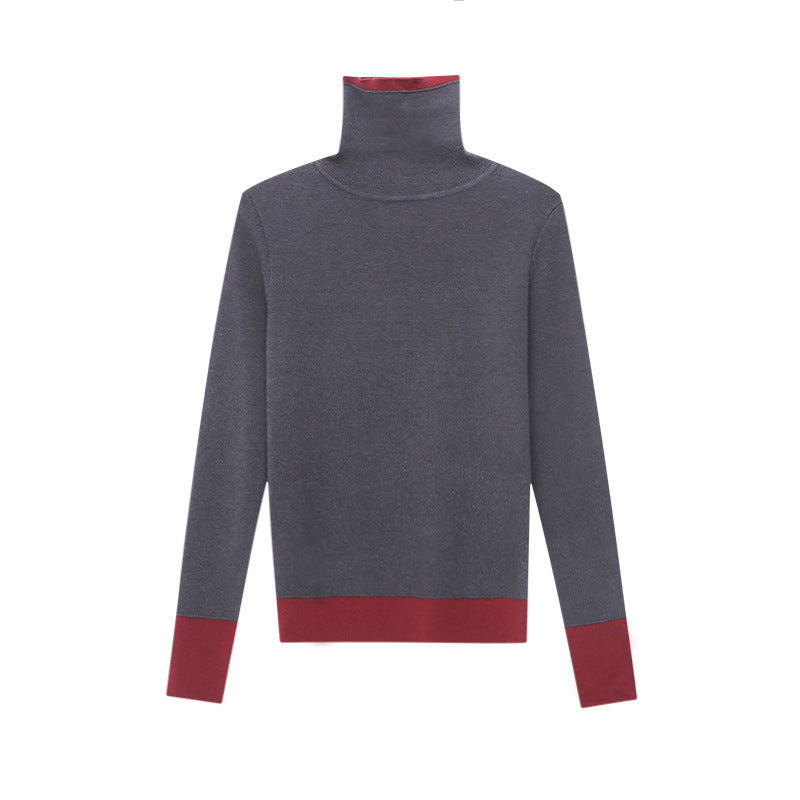 Damen eleganter Rollkragenpullover mit kontrastierenden Ärmelabschlüssen Drune