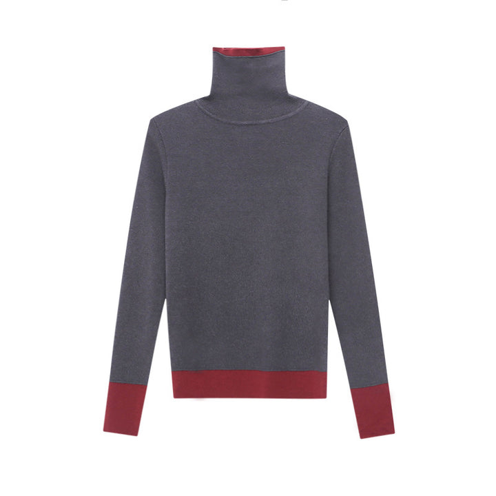 Damen eleganter Rollkragenpullover mit kontrastierenden Ärmelabschlüssen Drune