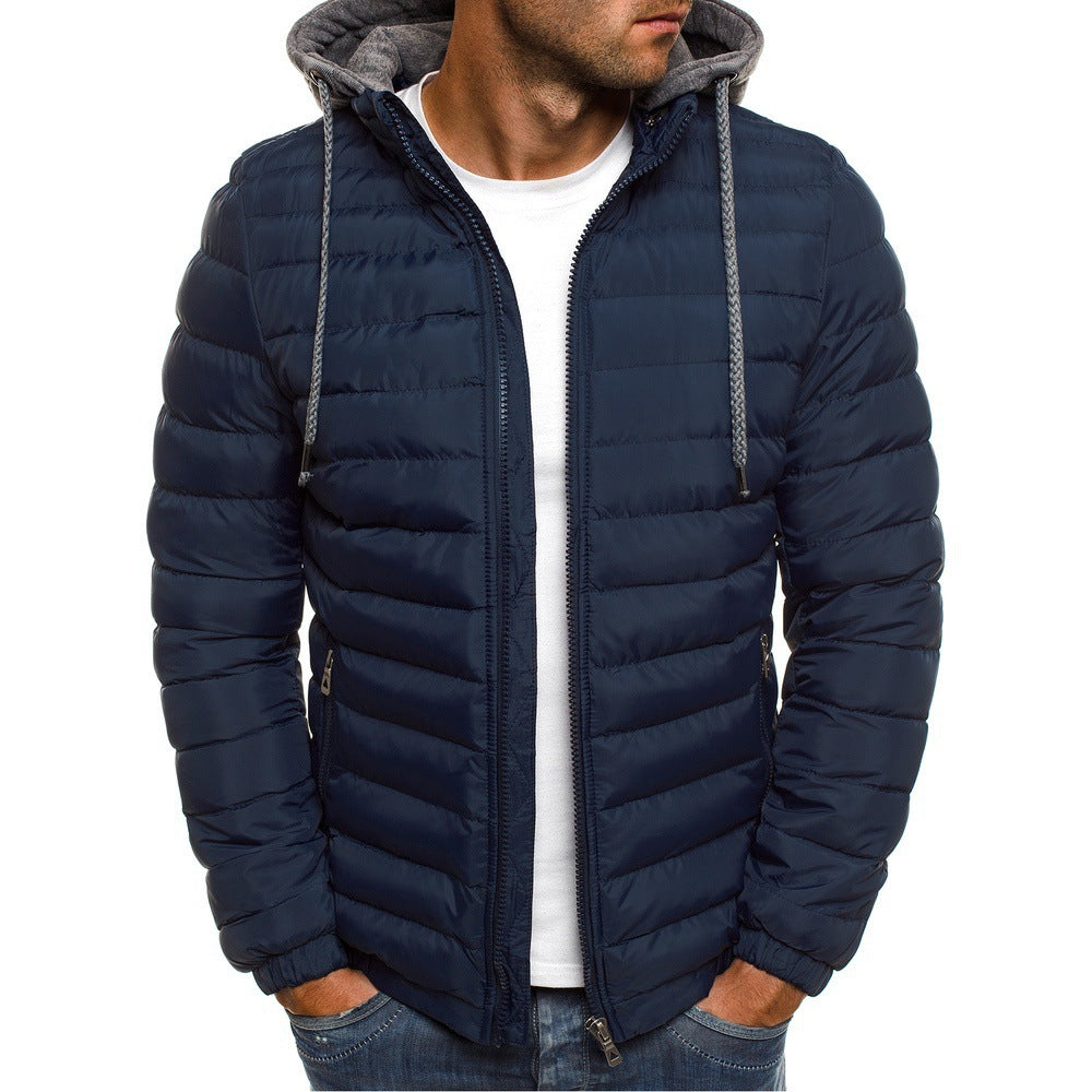 Herren nan ultraleichte Steppjacke mit kontrastkapuze, Thermofüllung und elastischen Bündchen Drune