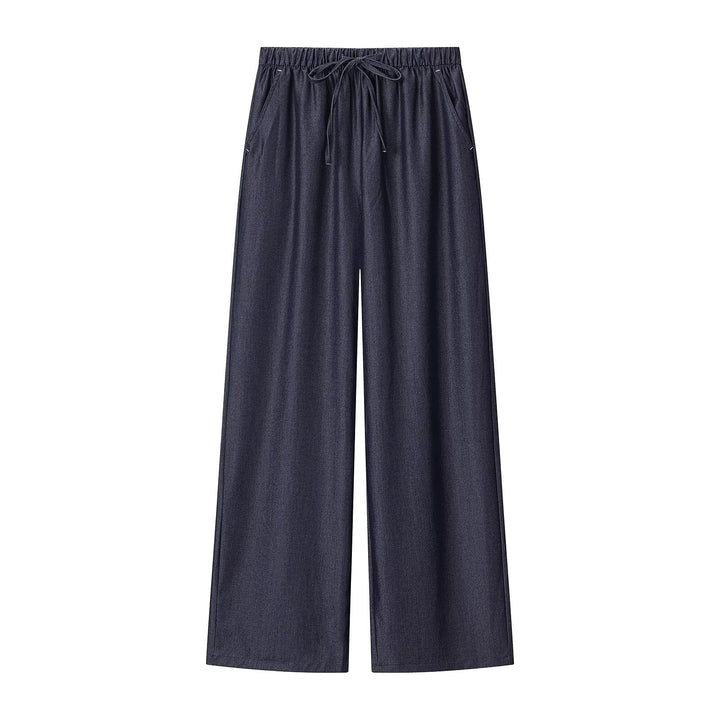 Damen weite Palazzo‑Hose mit Elastikbund und Tunnelzug Drune