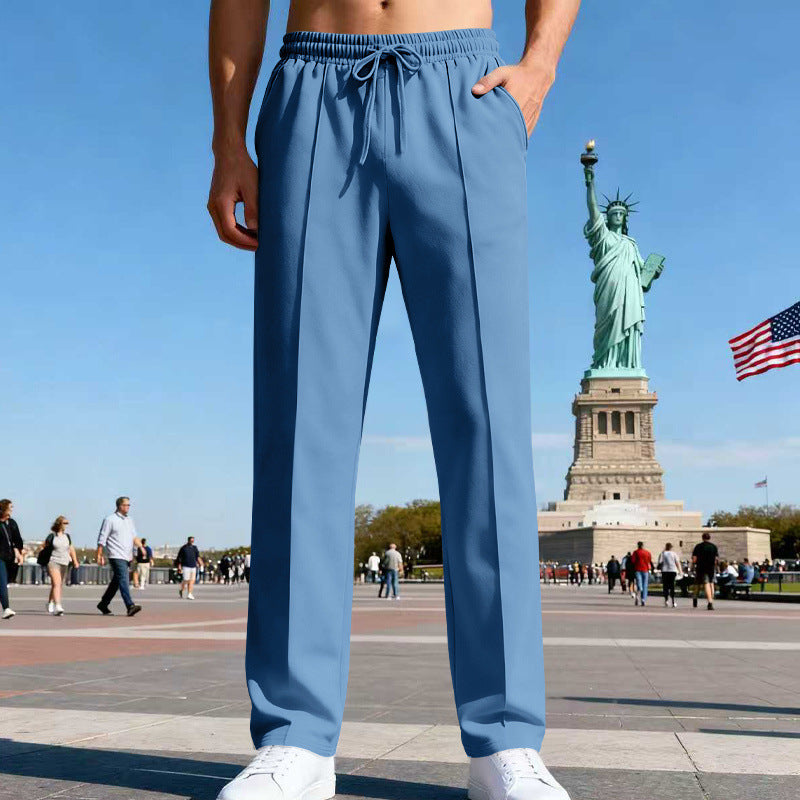 Herren Weite Travel-Loungehose mit Bügelfalte, elastischem Tunnelzug und seitlichen Eingrifftaschen Drune