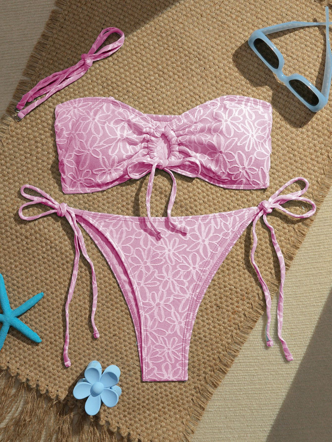 Damen Bandeau-Bikini-Set mit verspielten Rüschendetails Drune