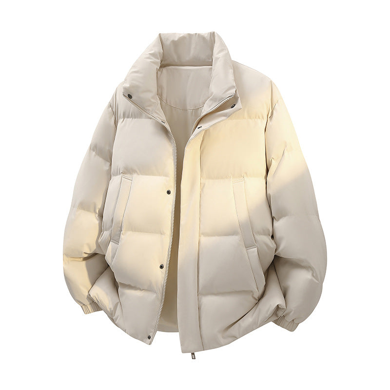 Herren Kurz geschnittener Oversize-Puffer mit Stehkragen, Druckknopfblende und verdecktem Reißverschluss Drune