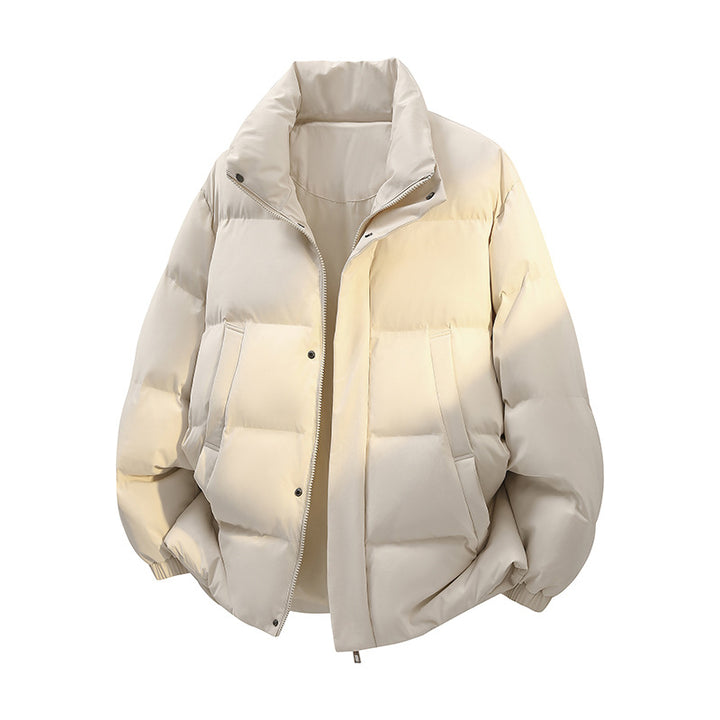 Herren Kurz geschnittener Oversize-Puffer mit Stehkragen, Druckknopfblende und verdecktem Reißverschluss Drune