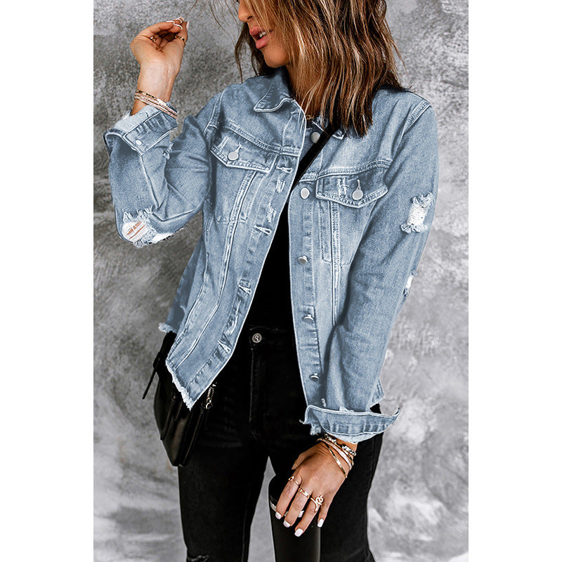 Damen Denim-Jacke mit lässigem Schnitt und funktionalen Taschen Drune