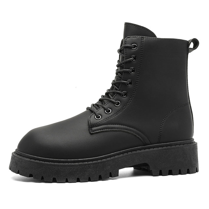 Damen Plateau-Combat-Stiefel mit robuster Profilsohle und Zuglasche Drune