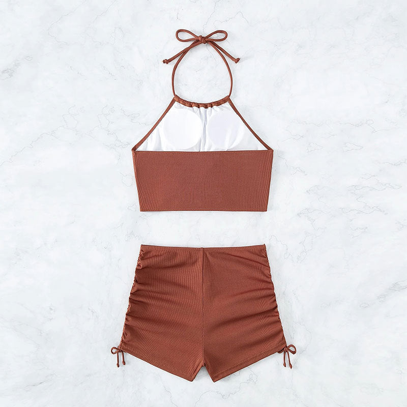 Damen Sportliches Bikini-Set mit modischer Raffung Drune