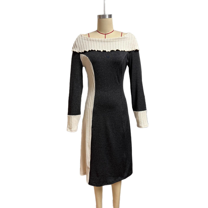 Damen Kleid mit asymmetrischem Schnitt und Volantkragen Drune