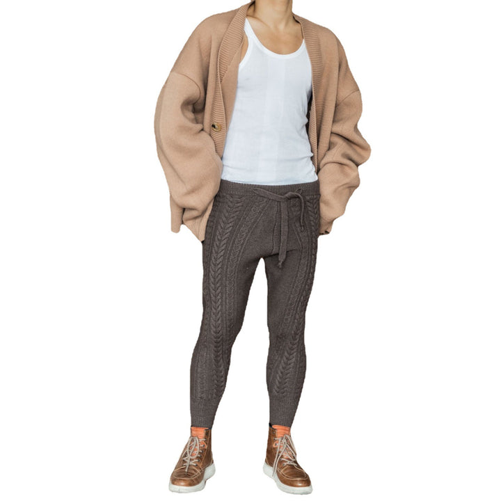 Damen Gestrickte Jogginghose mit Zopfmuster und hohem Bund Drune