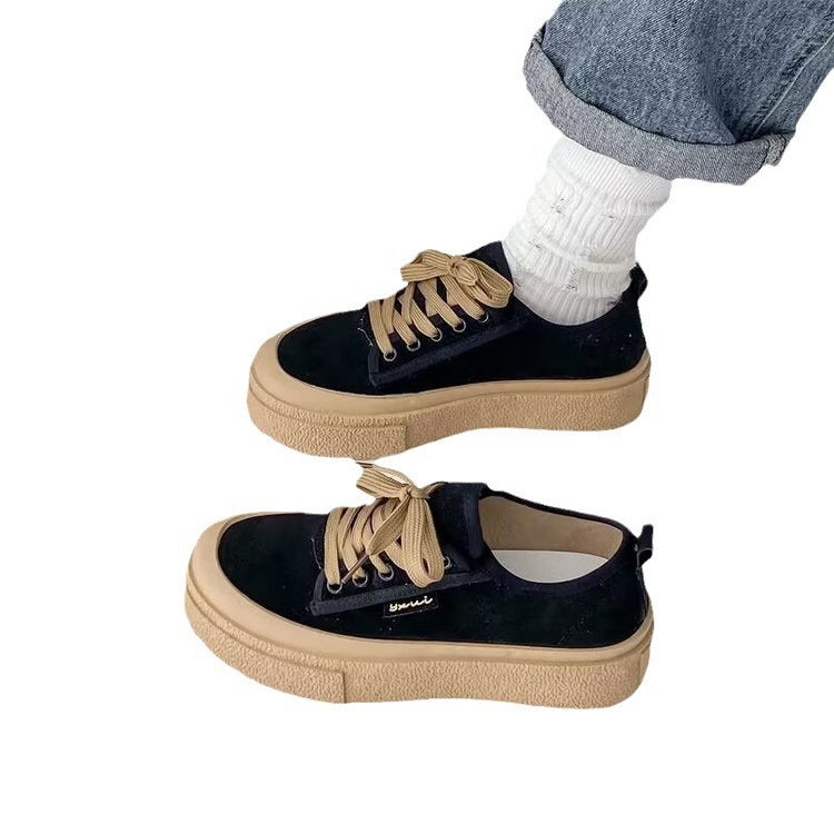 Damen Plattform Sneakers mit luxuriösem Wildleder-Obermaterial und modischem Schnürdesign Drune