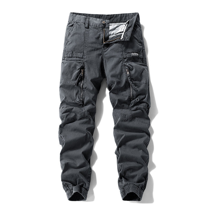 Herren Strapazierfähige Canvas-Cargohose im taktischen Look mit Kniepaneelen, Mehrfachtaschen und elastischem Knöchelabschluss Drune