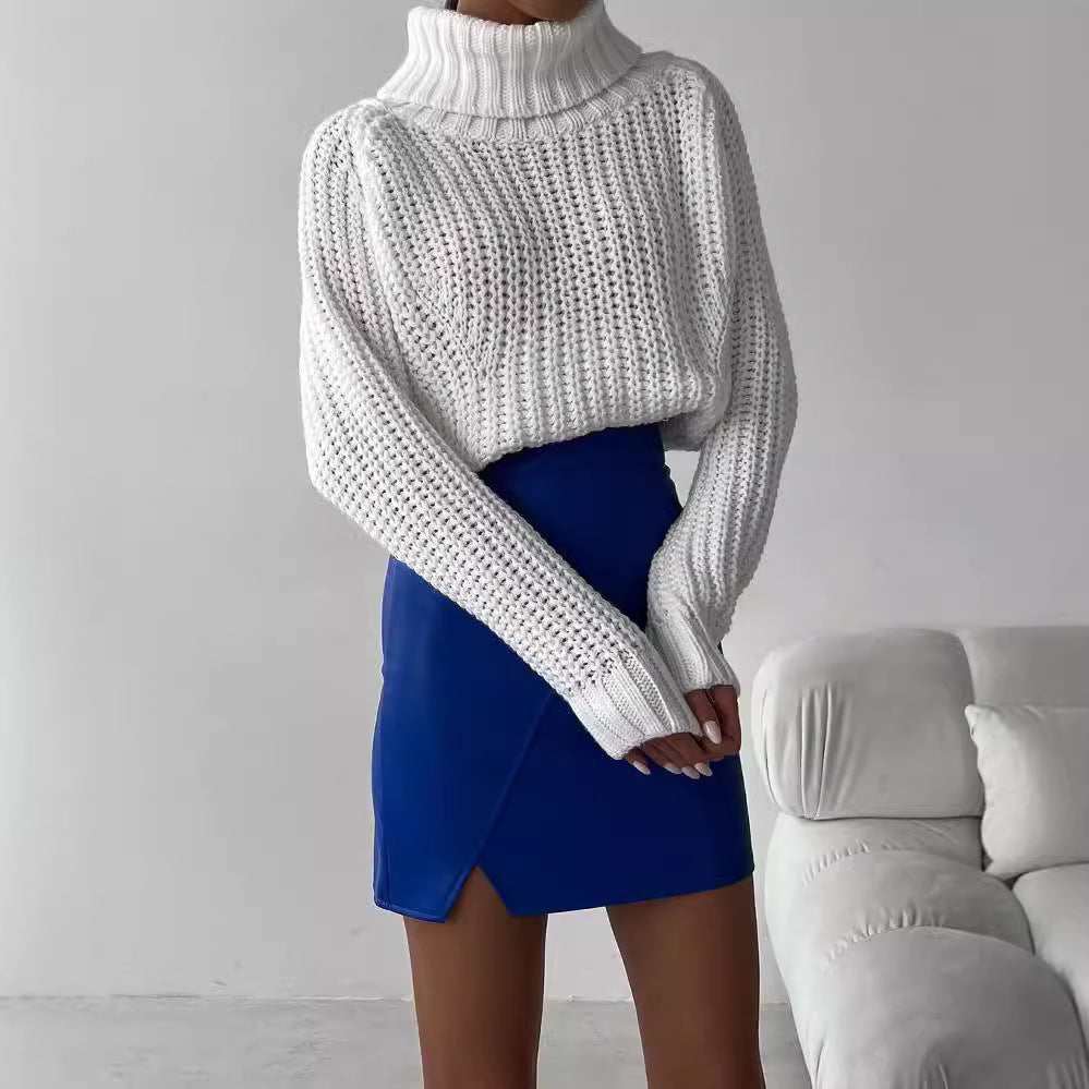 Damen Oversized Grobstrick-Pullover mit Rollkragen und weitem Schnitt Drune