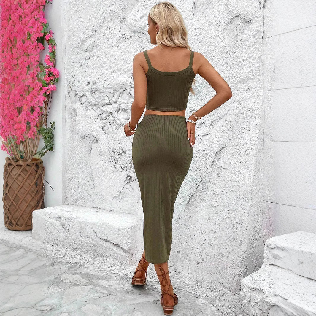 Damen Set aus Crop-Top und Wickelrock mit Knotted Design Drune