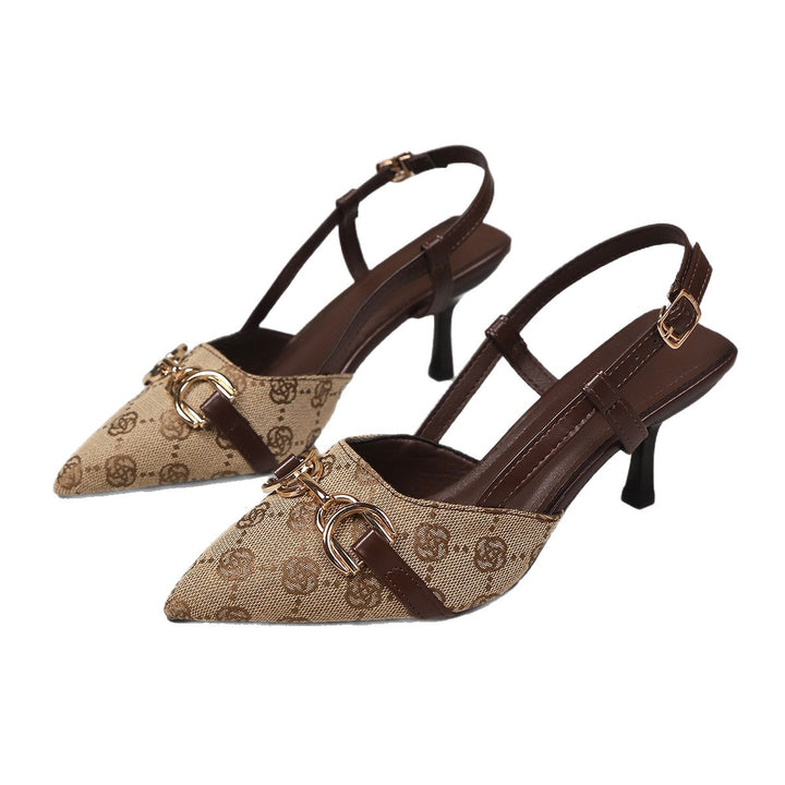 Damen Slingback-Pumps mit spitzer Zehenpartie, dekorativem Metall-Bit und mittelhohem Stilettoabsatz Drune