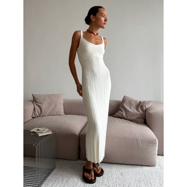 Damen Elegantes gestricktes Maxikleid mit schmalem Schnitt Drune