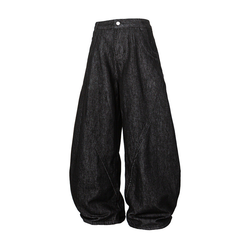 Damen Weite Harem-Denimhose mit hoher Taille und ballonförmigem Bein Drune