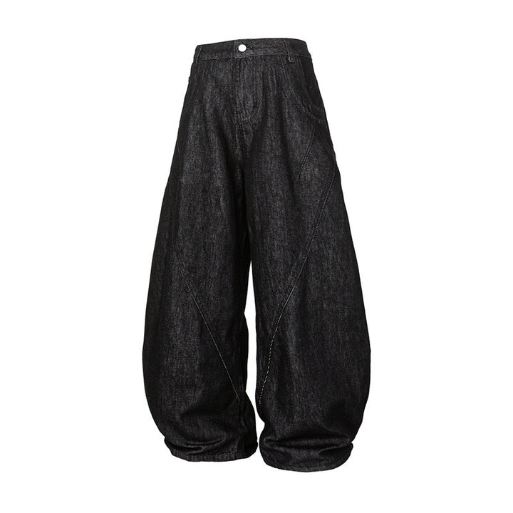 Damen Weite Harem-Denimhose mit hoher Taille und ballonförmigem Bein Drune