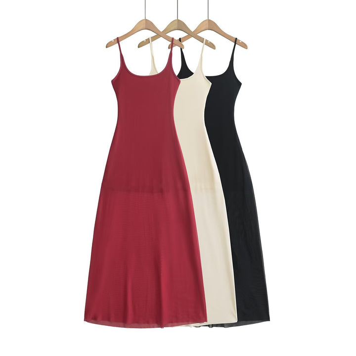 Damen Maxikleid mit verstellbaren Trägern und fließendem Schnitt Drune