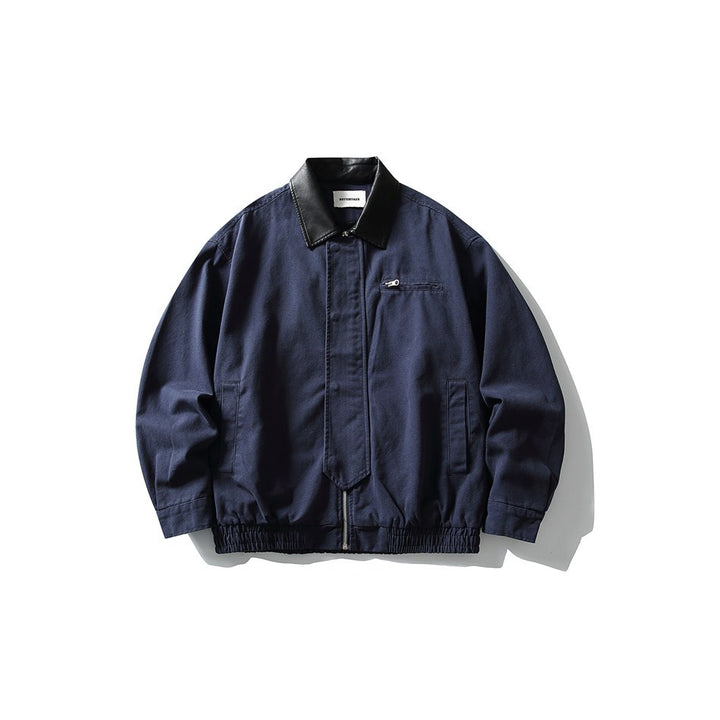 Herren Boxy-Canvas-Blouson mit kontrastierendem Kunstlederkragen und elastischem Saum Drune