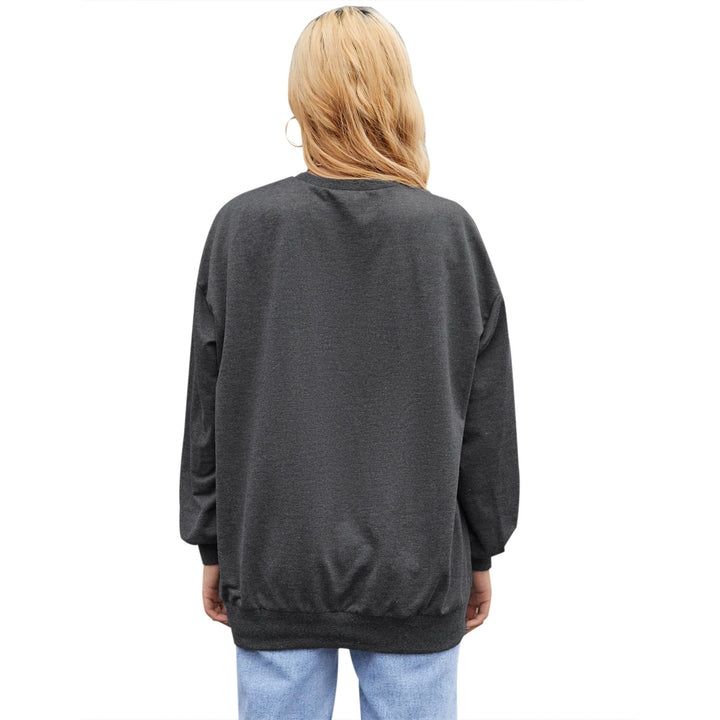 Damen lässiger Sweatshirt mit elegantem Rundhalsausschnitt und dekorativem Schriftzug Drune