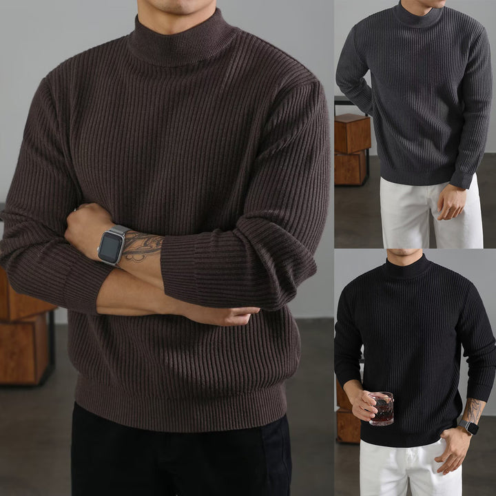 Herren Modischer Rollkragenpullover aus Rippstrick Drune