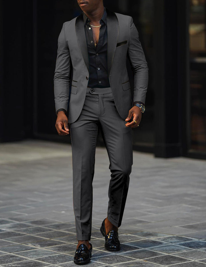 Herren Eleganter Slim-Fit Smokinganzug mit Schalkragen und taillierter Silhouette Drune