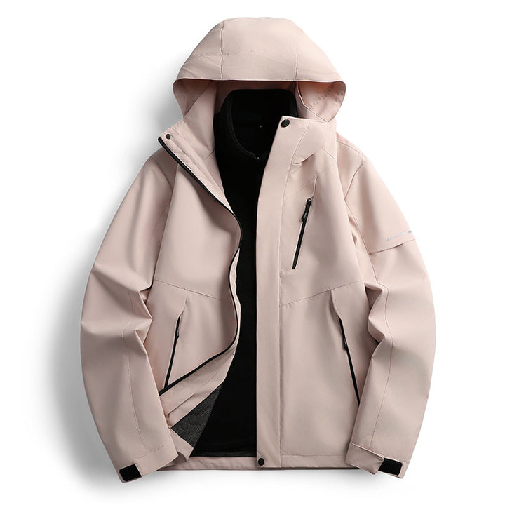 Damen wasserdichte Softshell Outdoorjacke mit Kapuze atmungsaktive Membran Drune