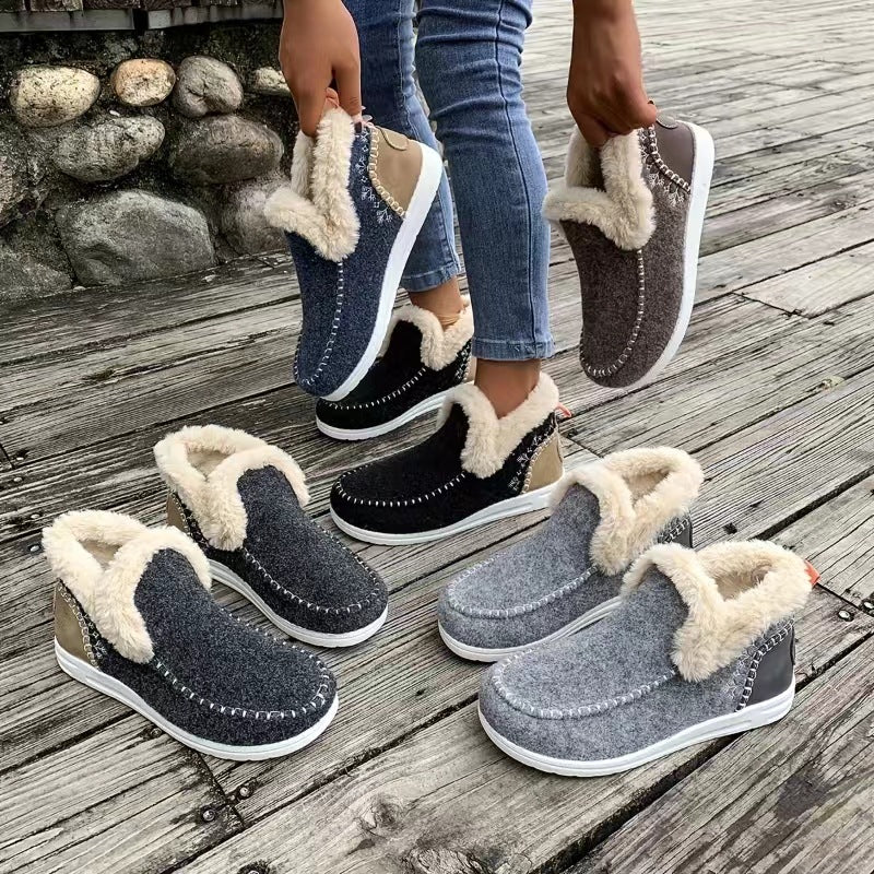 Damen Gefütterte Filz-Mules mit Teddyfutter und ergonomischer Gummisohle Drune